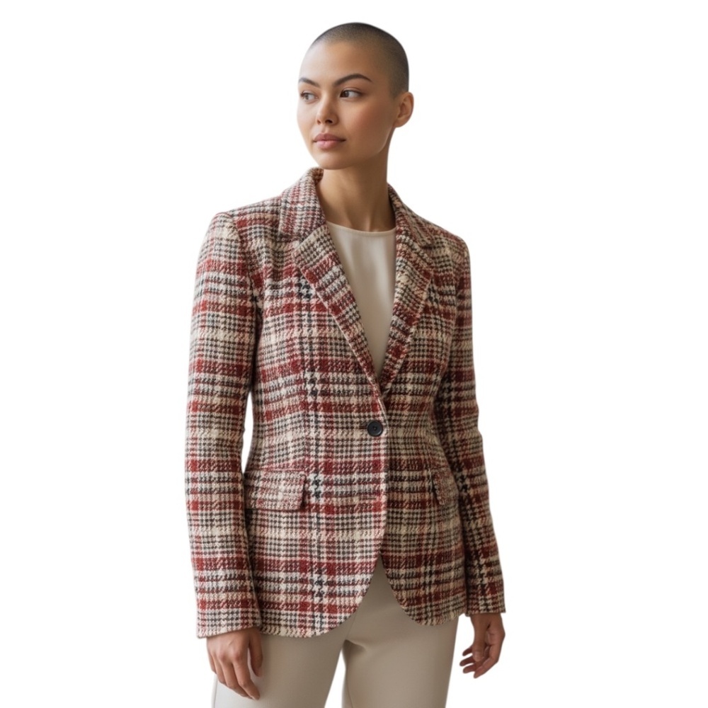 Pat Vintage 60's Handmade Houndstooth Plaid Women's Blazer,  Medium‎